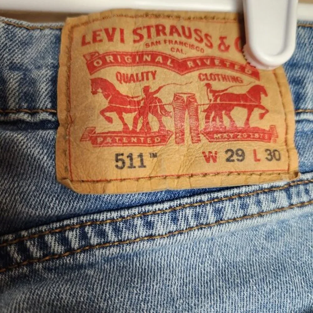 Levis 511 Jeans Mens 29x30 Blue Slim Straight Leg Light Wash Denim‎ Pants